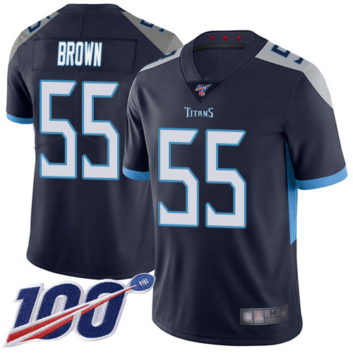 Tennessee Titans Limited Navy Blue Men Jayon Brown Home Jersey NFL Football #55 100th Season Vapor Untouchable->tennessee titans->NFL Jersey